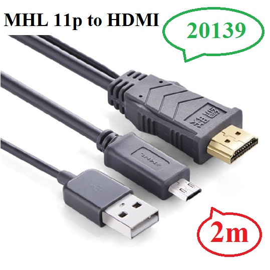 Cáp chuyển đổi MHL 11pin sang HDMI dài 2m chính hãng Ugreen 20139