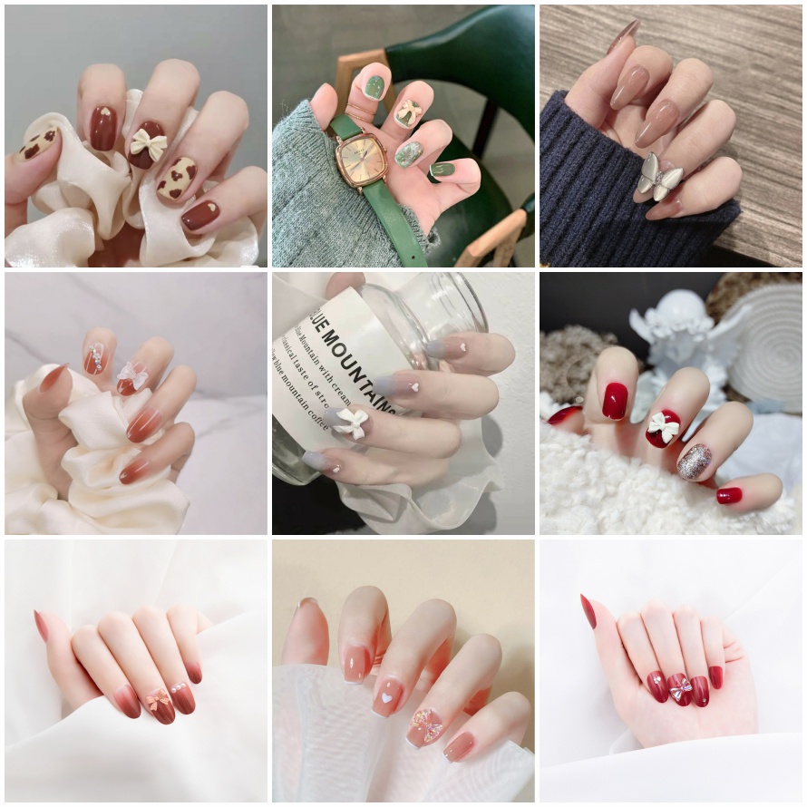 Nail Box ❤️SHIP 2H ❤️ Set 24 Móng Tay Giả Đính Hạt Kèm Keo Dán Móng | Z001 - Z079, W