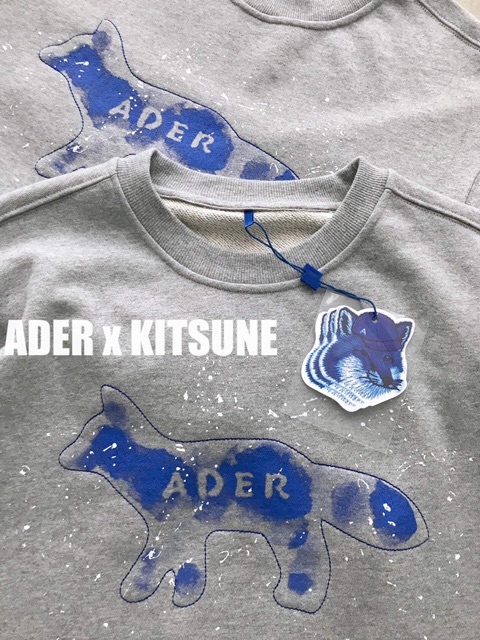 Áo nỉ Ader Error x Maison Kitsune the bluest fox sweatshirt fw20