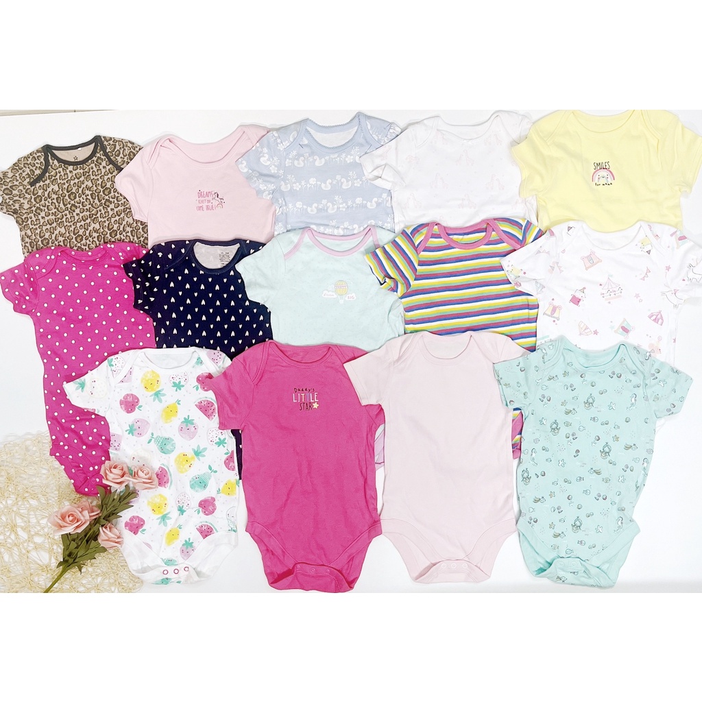 Bodysuit tay ngắn, body chip cộc tay xuất dư chất cotton mềm mịn  cho bé trai bé gái từ 3-24 tháng mẫu ngẫu nhiên