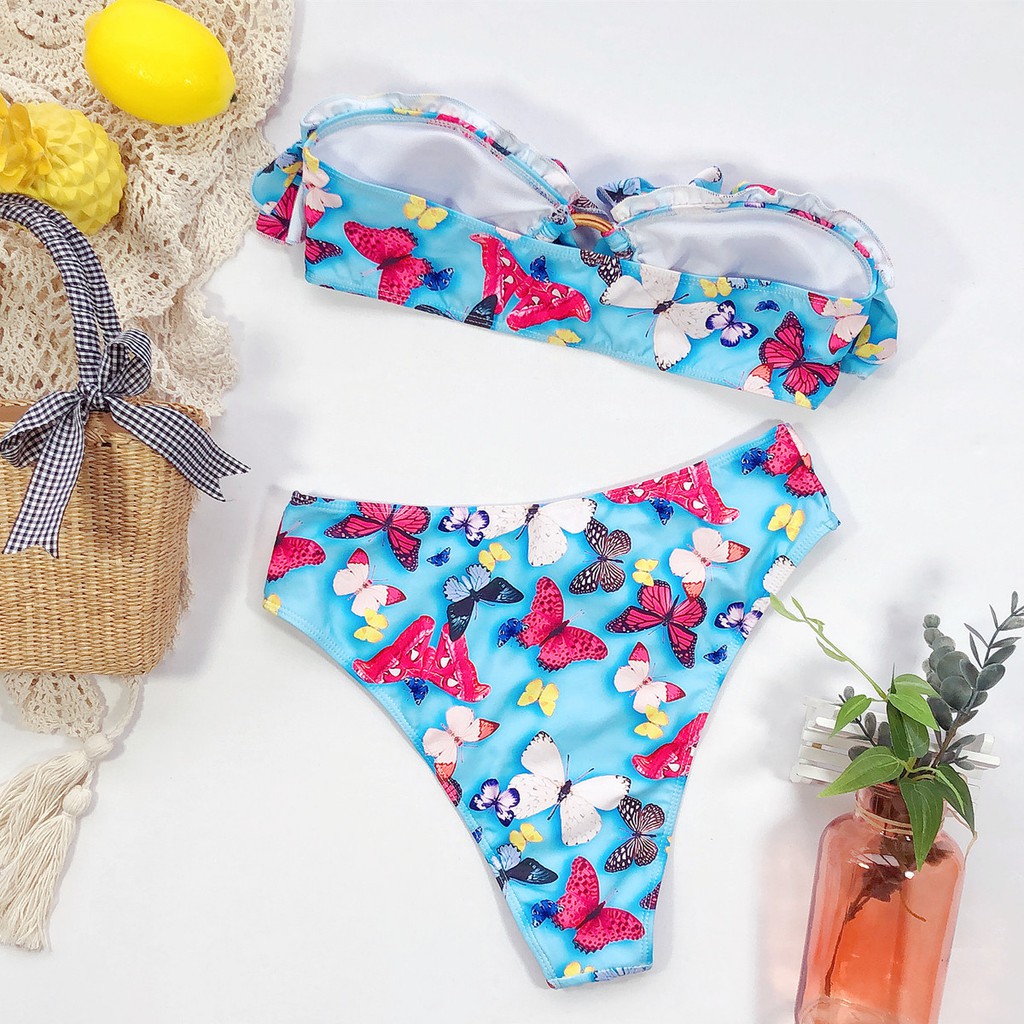 [BKN762] &lt;ÂU&gt; SET BIKINI BÈO NGỰC XANH HỒ ĐIỆP (CẠP CAO)