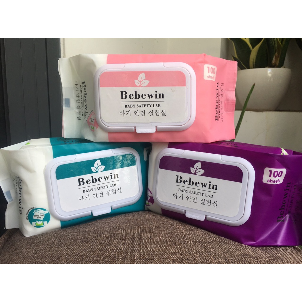 KHĂN ƯỚT HÀN QUỐC BEBEWIN KHÔNG MÙI 100 TỜ, AN TOÀN CHO TRẺ
