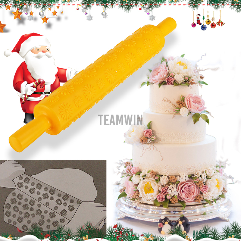 Christmas Embossed Dough Rolling Pin Laser Engraved Pastry Food-degrade Plastic