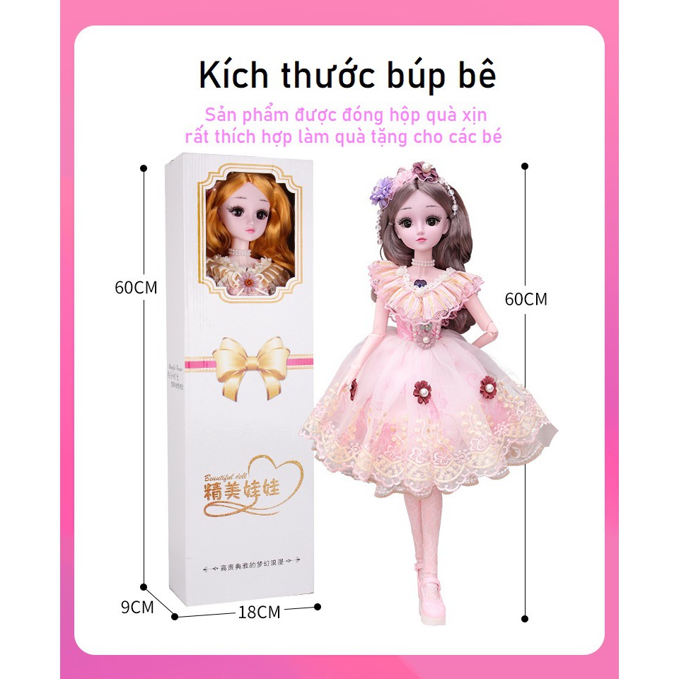 Búp Bê Barbie Cỡ Lớn Cao 60cm Phiên Bản Có Nhạc Tặng Kèm Phụ Kiện - Đồ Chơi Búp Bê Công Chúa Cho Trẻ Em