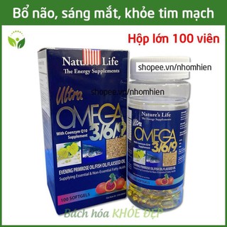 Viên dầu cá Omega 369 Nature Life Bổ não, sáng mắt, khỏe mạnh tim mạch, tăng cường trí nhớ - Hộp 100 viên