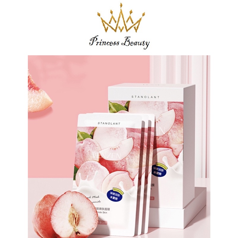 Mặt nạ ngủ Đào Venzen Peach Mask Chiết Xuất Quả Đào Thu Nhỏ Lỗ Chân Lông Dưỡng Ẩm Cải thiện da Princess Beauty