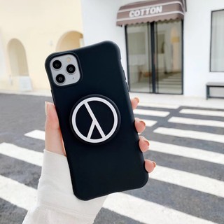 Ốp hoa A đen kèm đế chống máy  pop dành cho iPhone 11 Pro Max 7 8 Plus X XsMax XR Cú Mèo Case