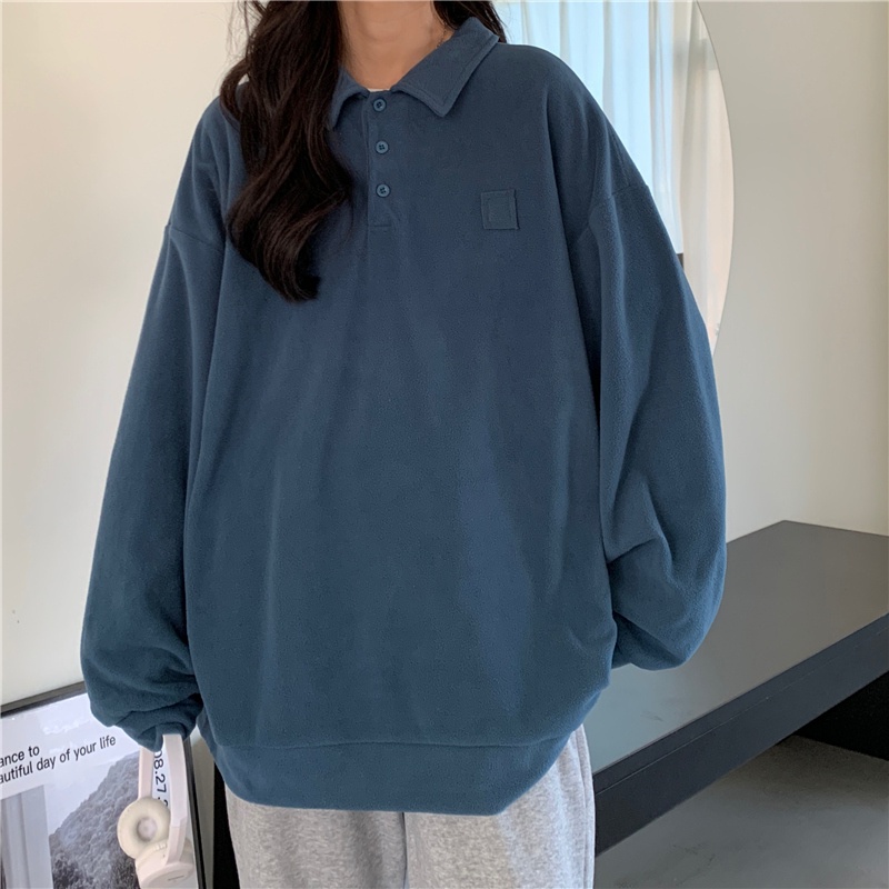 SUXI Áo Nỉ Dài Tay Màu Sắc Đơn Giản Thời Trang Cho Nữ