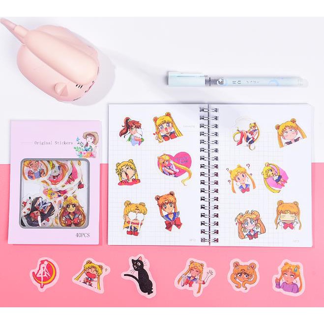 40 pcs/set New Arrival Sailor Moon Non-Repeated Washi Paper Stickers Scrapbooking Stationery Diary Sticker