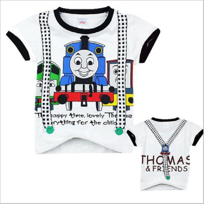 Áo Thun In Hình Thomas Train Bib Thời Trang Mùa Hè Cho Bé Trai Và Gái
