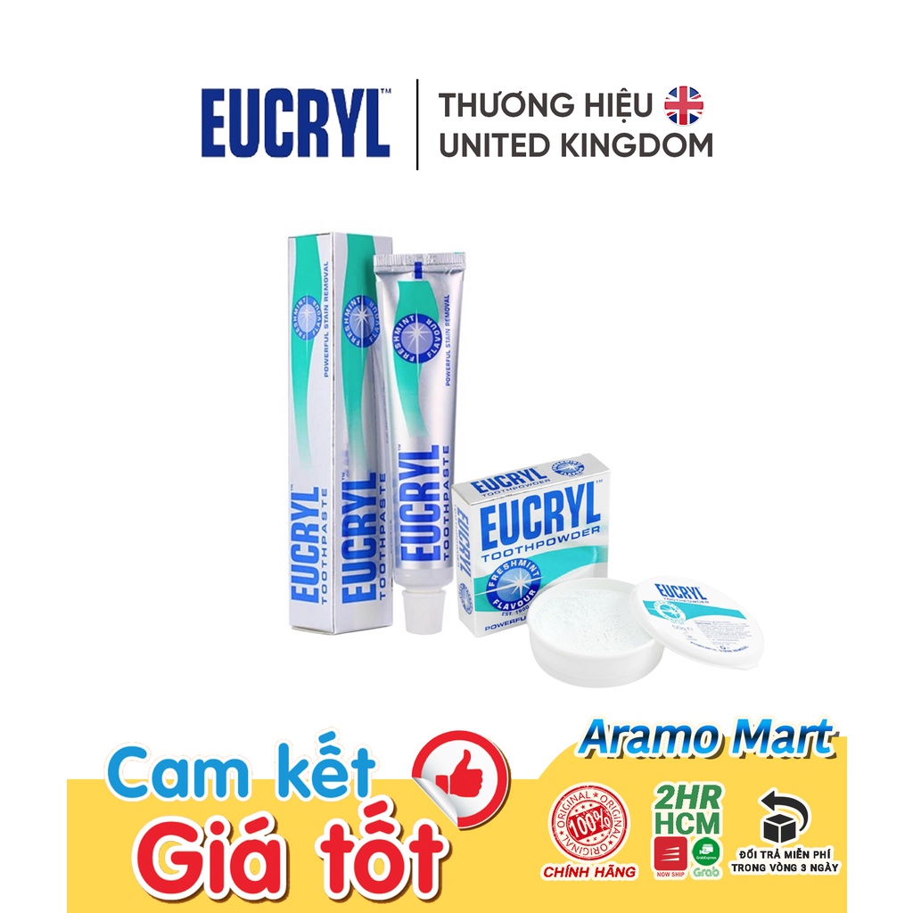 [FREESHIP] Combo kem đánh răng và bột làm trắng răng Eucryl ＊AramoMart＊