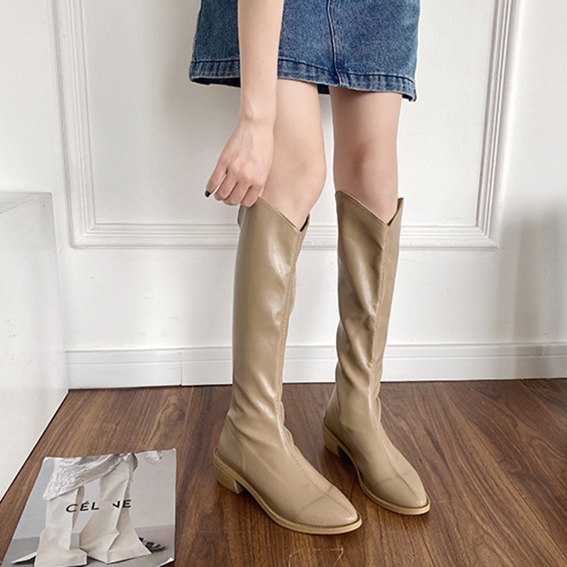 Bốt IELGYmuix nhọn phối khóa kéo phía sau thời trang cá tính cho nữ