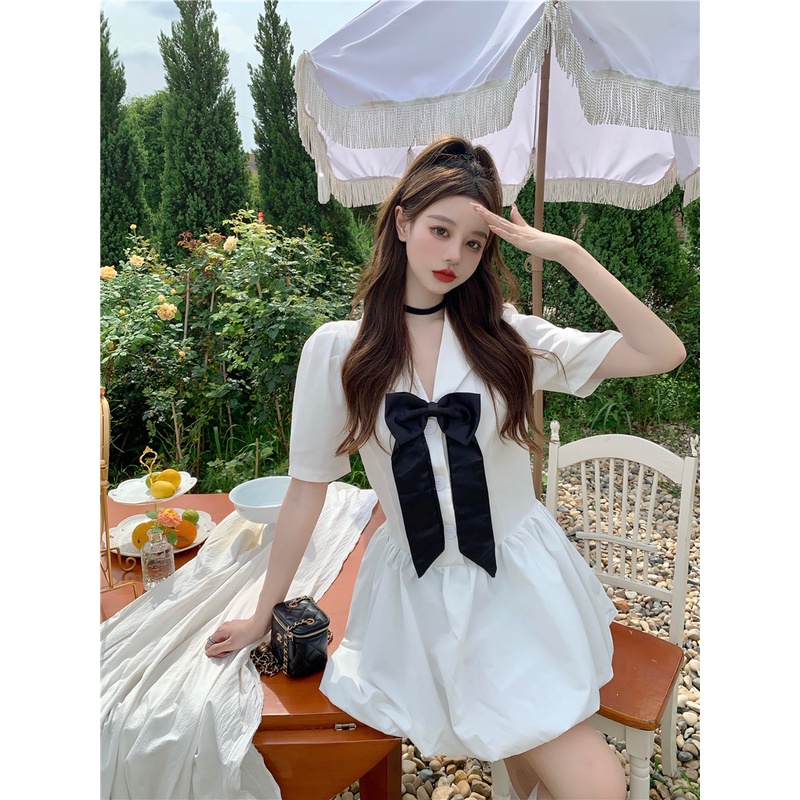 Đầm tiểu thư phối nơ vạt bí