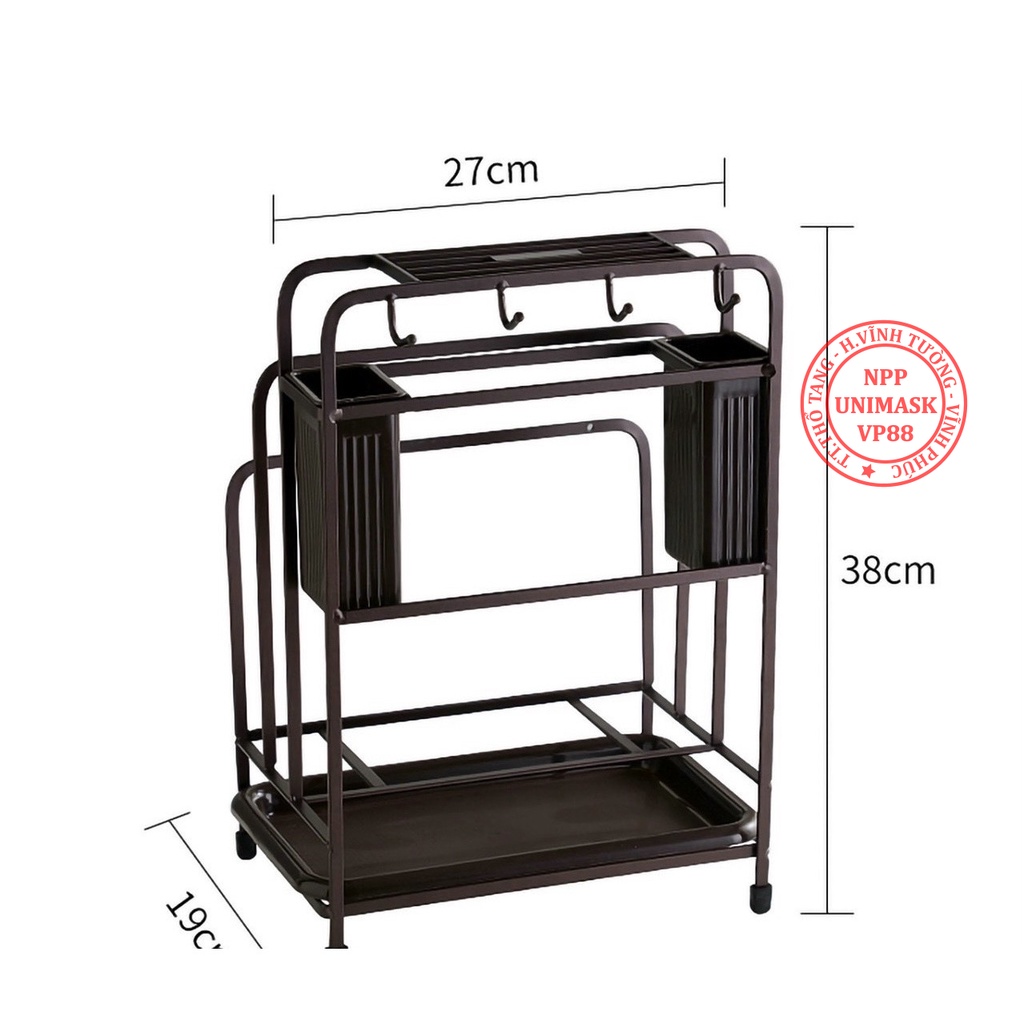 Kệ đựng đũa muỗng dao thớt 3 trong 1 - Chất liệu SẮT ĐEN CAO CẤP