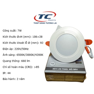 Đèn led panel âm trần đổi màu 7w duhal