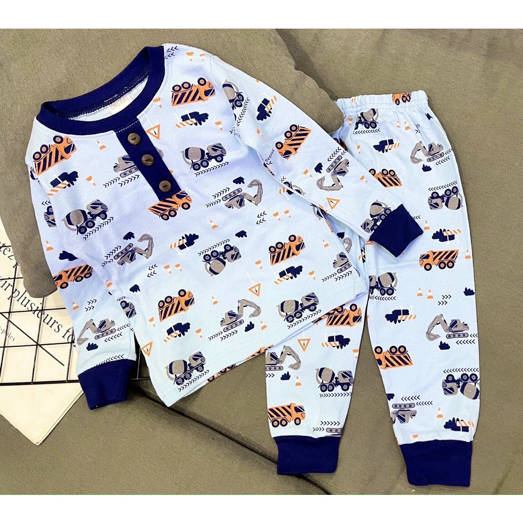 [9-23kg]Bộ dài tay bé trai thun cotton len xuất dư mềm mịn, in hoạt hình siêu cưng, đồ bộ tay dài quần dài thu đông