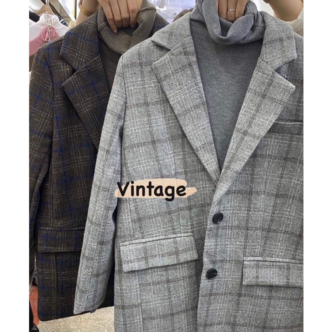 Áo vest kẻ dạ