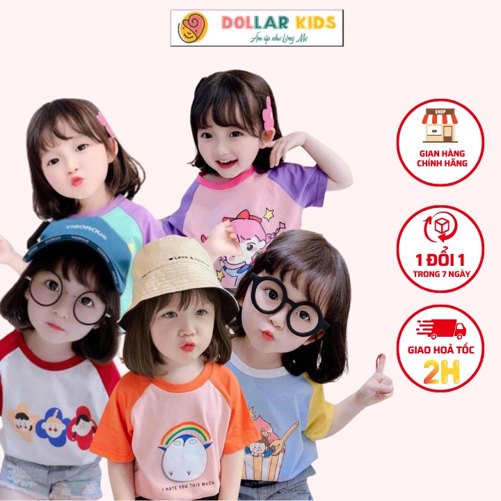 Dollarkids - (Cotton SG Chính Phẩm) Áo Thun Phối Tay Bé Gái Siêu Dễ Thương Từ 10-46kg