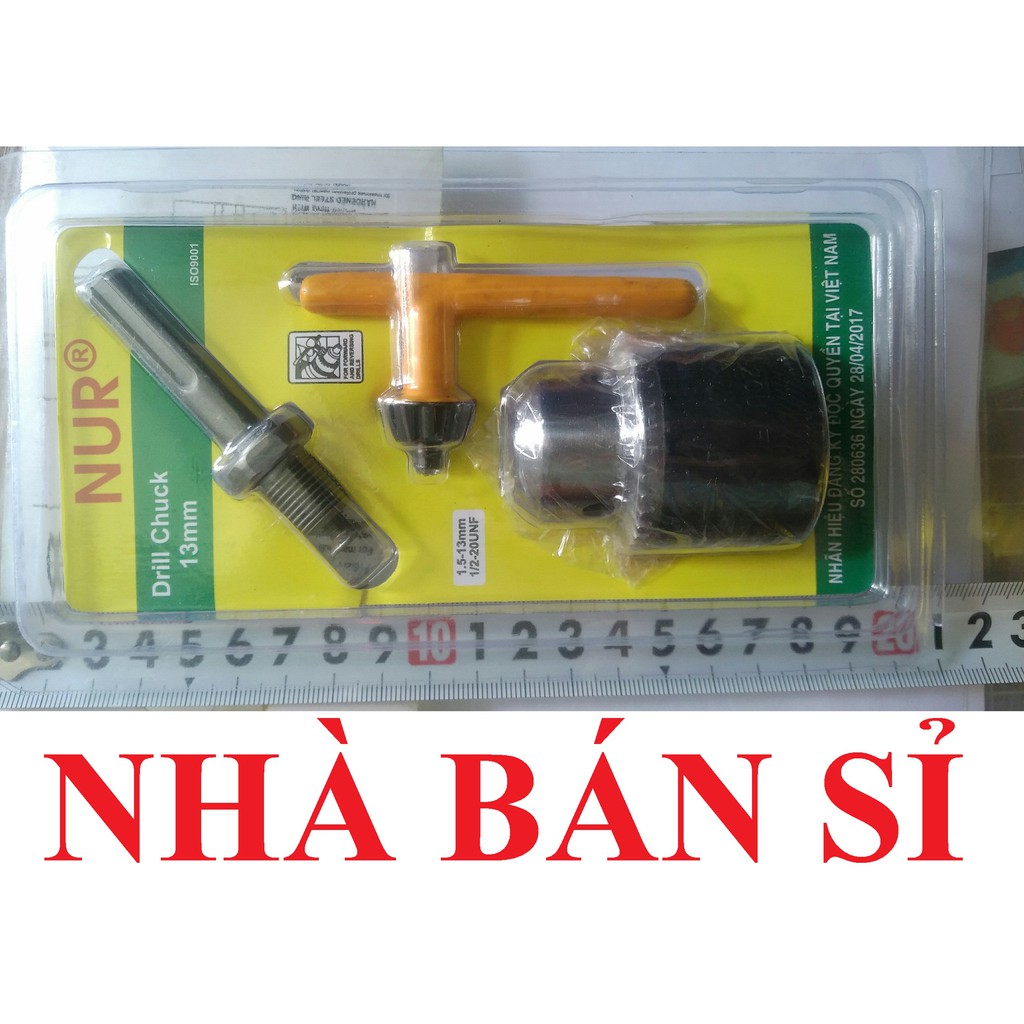 Đầu Kẹp Mũi Khoan Mang Ranh 13mm + Đầu Chuyển Máy Đầu Gài Khoan Sang Kẹp + Mở Vặn Đầu Khoan NUR
