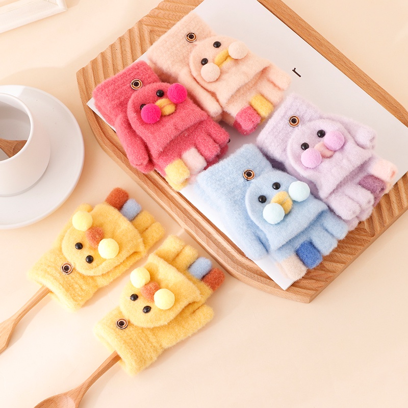 Găng tay giữ ấm mềm thoáng khí chống trượt in hoạt hình nhiều màu đáng yêu cho trẻ nhỏ
