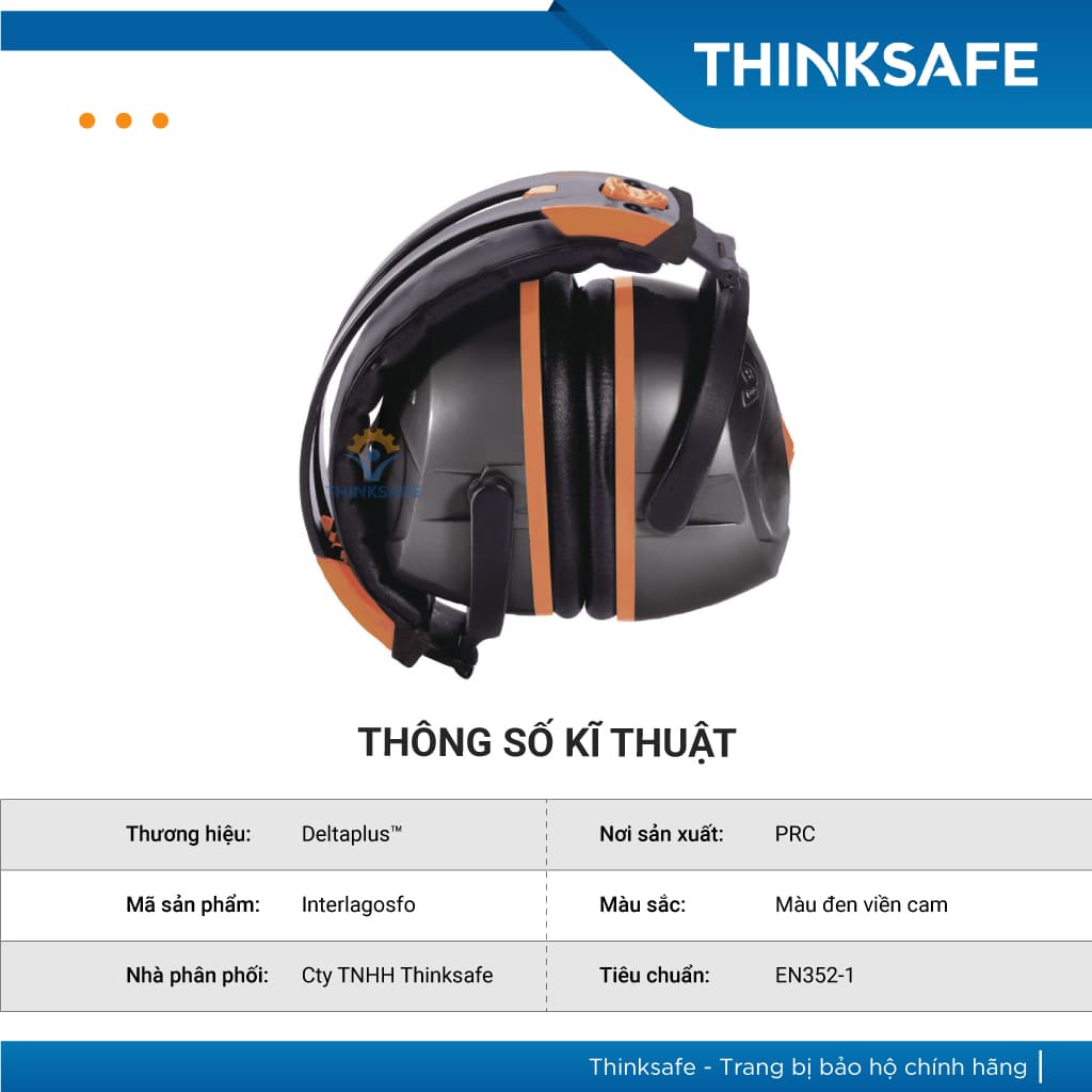 Chụp tai chống ồn Deltaplus Yas Marina - thiết kế thông minh gấp gọn điều chỉnh được độ cao (Màu đen) - THINKSAFE