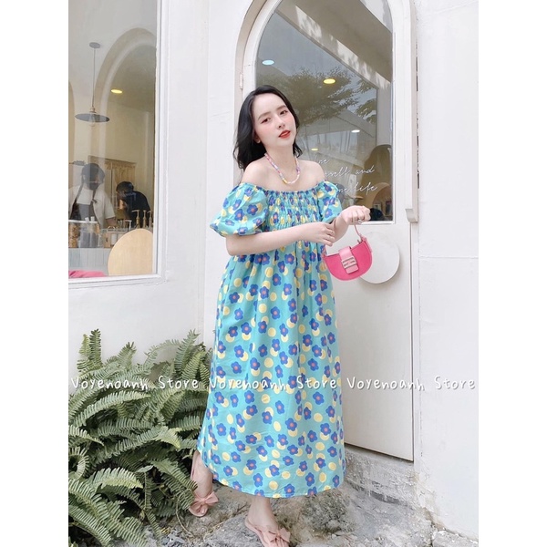 Váy Hoa Chun Ngực 3 Màu Cổ Vuông Dáng Babydoll Siêu Xinh Có Ảnh Thật Kèm Video | BigBuy360 - bigbuy360.vn