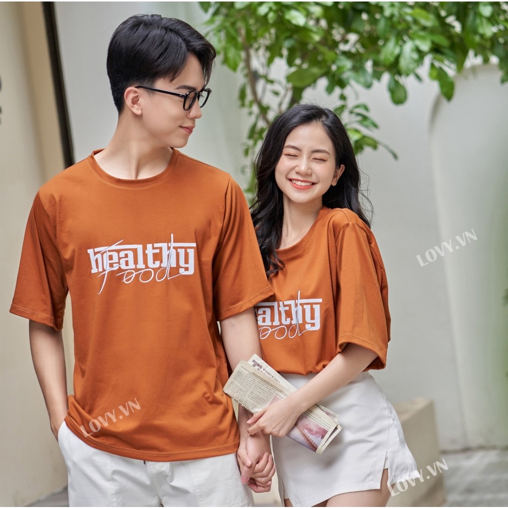 Áo đôi nam nữ thời trang phông tay lỡ unisex chất mịn đẹp LOVY Oversize