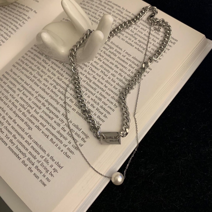 Vòng cổ Hai Lớp Đính Ngọc Trai Phong Cách Hàn Quốc