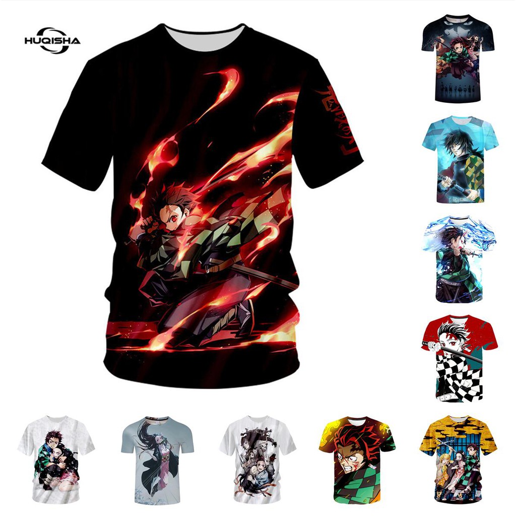 HUQISHA Demon Slayer Chàng Trai Áo Thun