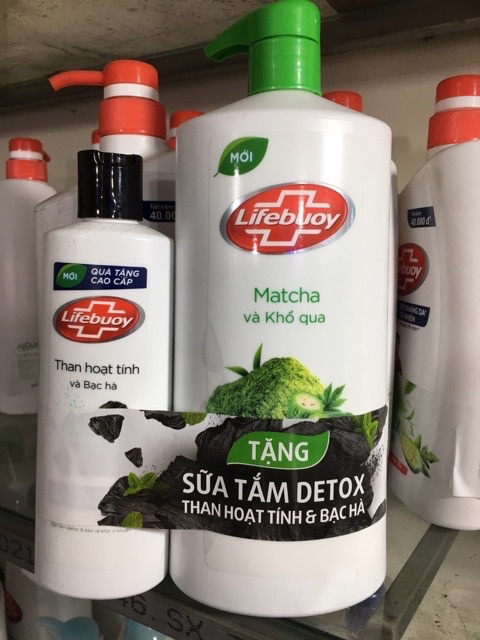 Sữa tắm diệt khuẩn Lifebouy thiên nhiên matcha và khổ qua. Than hoạt tính