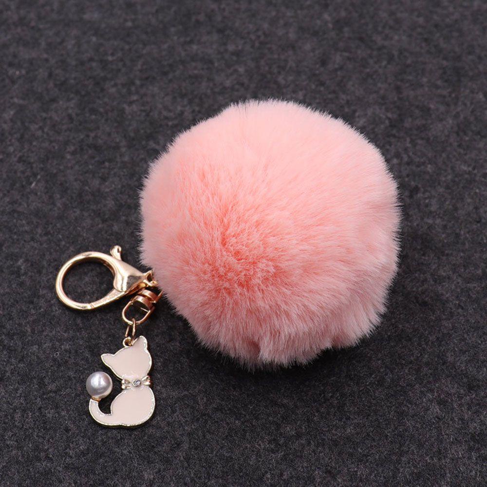 LANFY Móc Khóa Búp Lông Xù Đính Nơ Nữ Tính