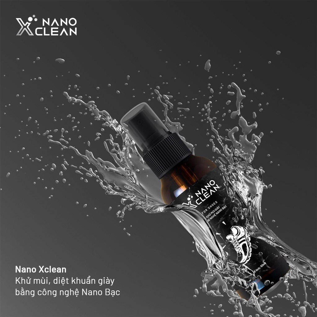 Chai xịt giày diệt khuẩn khử mùi hôi giày, khử mùi hôi chân Nano Xclean For Shoes 50ml-Hương Bạc Hà -Nano Bạc AHT Corp