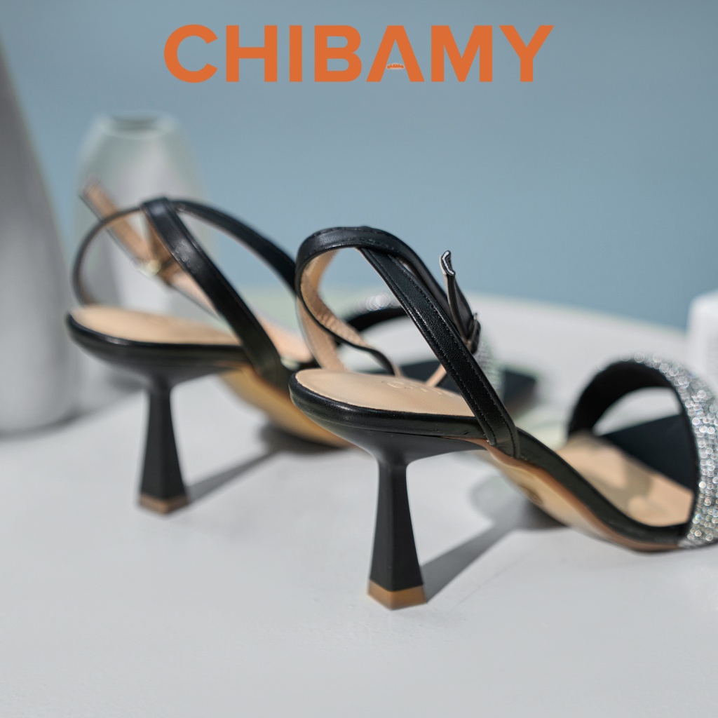 Sandal cao gót nữ quai đá cầu vồng gót nhọn 7cm