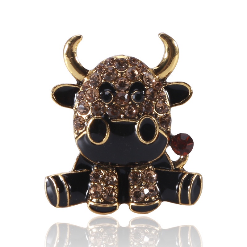 Ghim Cài Áo Hình Bò Sữa Hoạt Hình Đính Đá Thời Trang Dành Cho Nữ