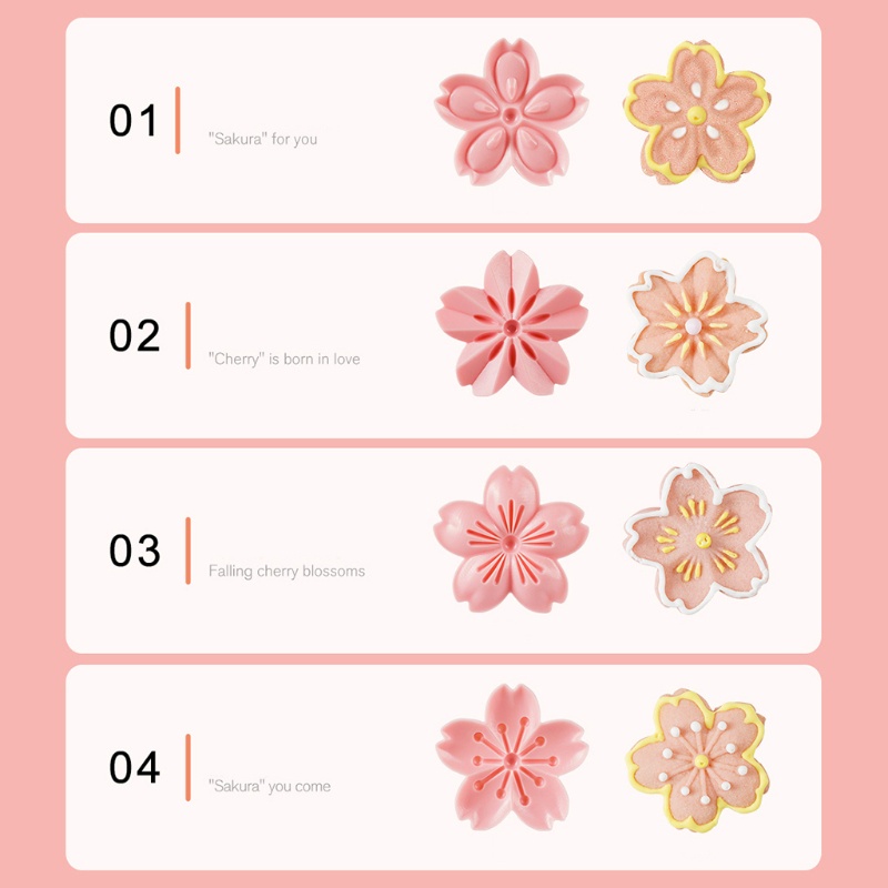 Set 5 dụng cụ khuôn ép làm bánh quy tạo hình hoa anh đào dễ thương chất lượng cao