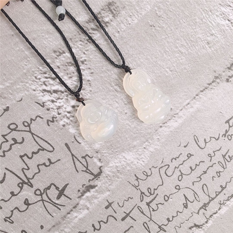 [Hàng Mới] Dây Chuyền Mặt Đá Mã Não Trắng Cho Cặp Đôi