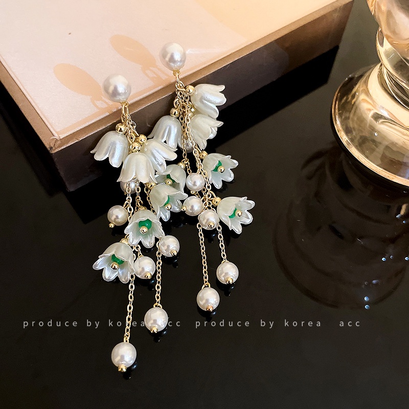 Khuyên Tai Tua Rua Đính Ngọc Trai Thời Trang