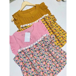 Đồ bộ quần lững lụa hoa phối, IB CHỌN MÀU