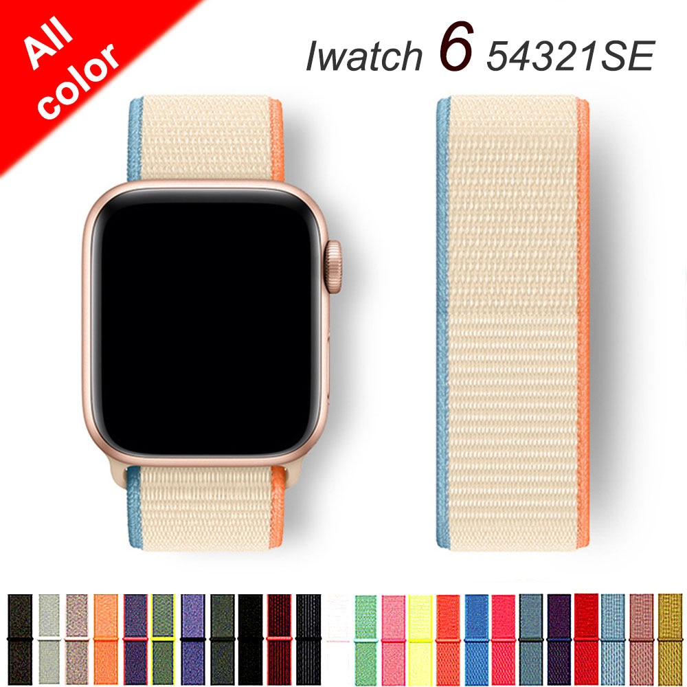 Dây đeo sợi Nylon thay thế cho đồng hồ thông minh Apple iWatch Series 6 Se 5 4 3 2 1 2021 44 40 42 38 mm