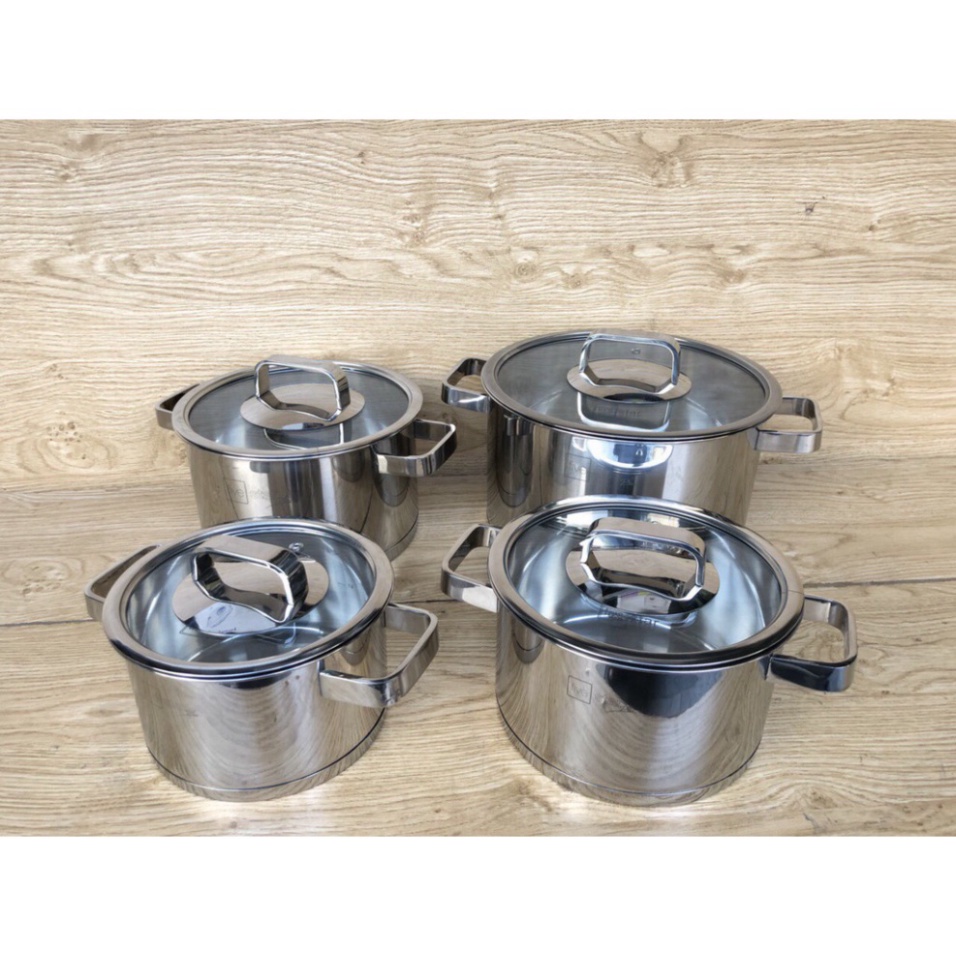 Bộ nồi chảo chống dính vân đá inox 304 Fivestar Plus 5 món nắp kính ,  ( 4 nồi &amp; 1 chảo chiên 24cm )