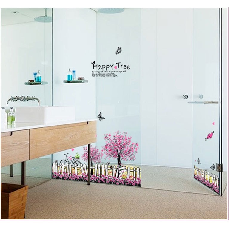 Decal dán chân tường Hồng Happy Tree - DCT005