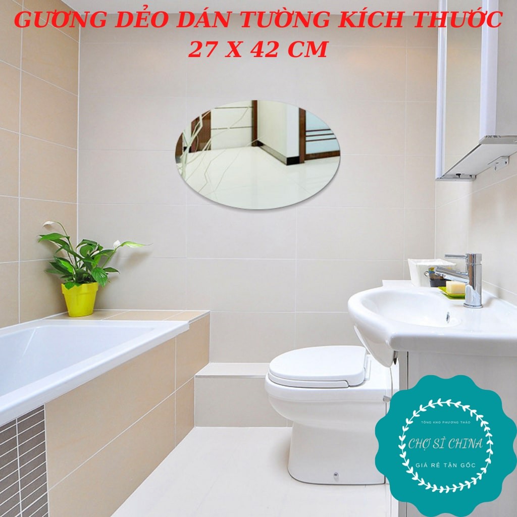 Gương dẻo dán tường hình bầu dục kích thước 27*42 CM.