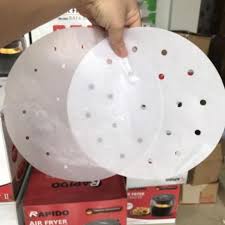Set 100 giấy nến đục lỗ lót nồi chiên không dầu, hấp nướng bánh, chống dính