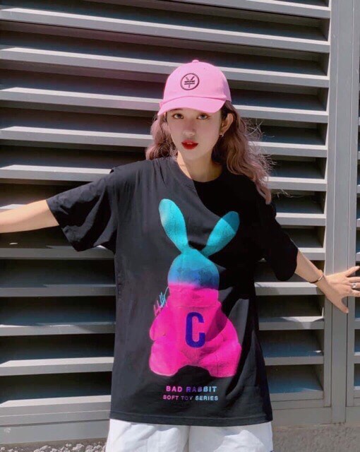 Áo thun tay lỡ Daski dáng Unisex form rộng phong cách Ulzzang hình BAD RABBIT 3 màu