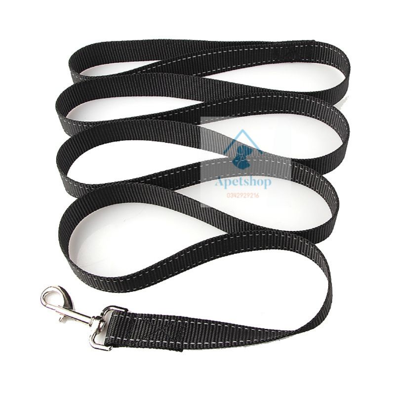 Dây dắt chó thú cưng đi dạo bản đen dẹt, Dây xích cho chó to lớn chất liệu vải polyester loại rời DDDET