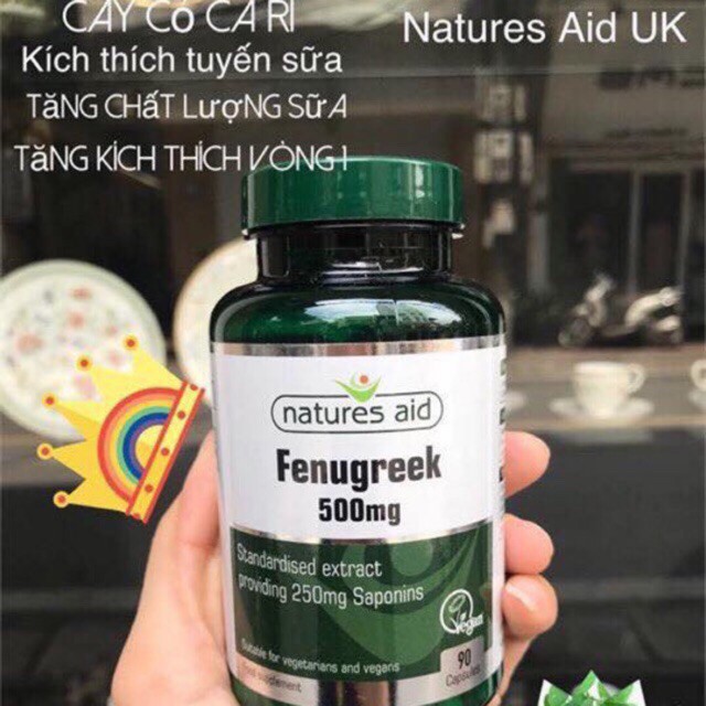 Viên Uống Lợi Sữa Cỏ Ca Ri Fenugreek Natures Aid 500mg 90 viên - Anh