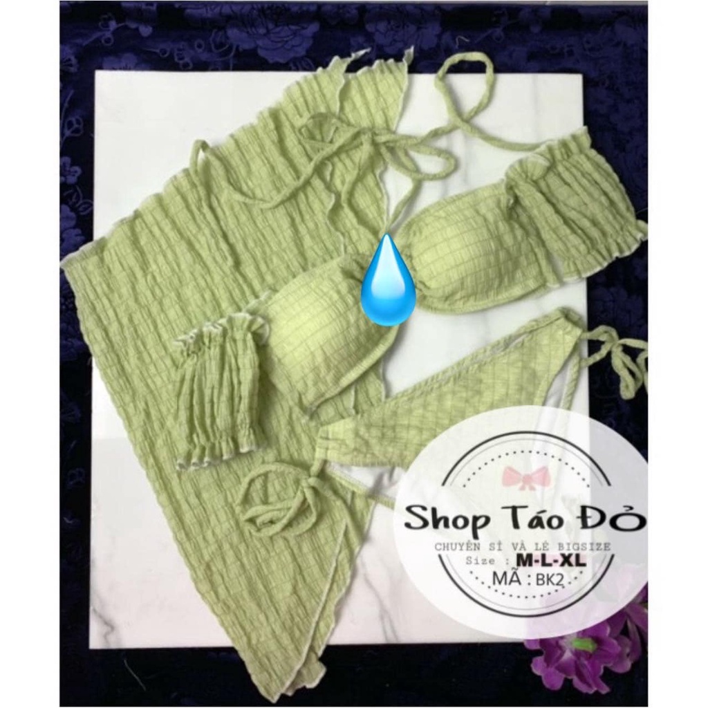Set 3 món Bikini 2 mảnh nhún nhăn KHÔNG MÚT sang chảnh BK2  🍎🍎🍎