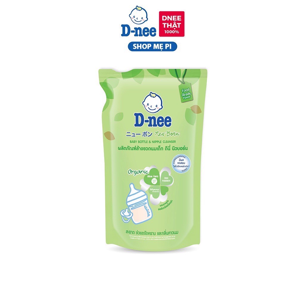 ( Mẫu mới ) NƯỚC RỬA BÌNH SỮA DNEE Trà Xanh Organic Túi 600ml / chai 620ml