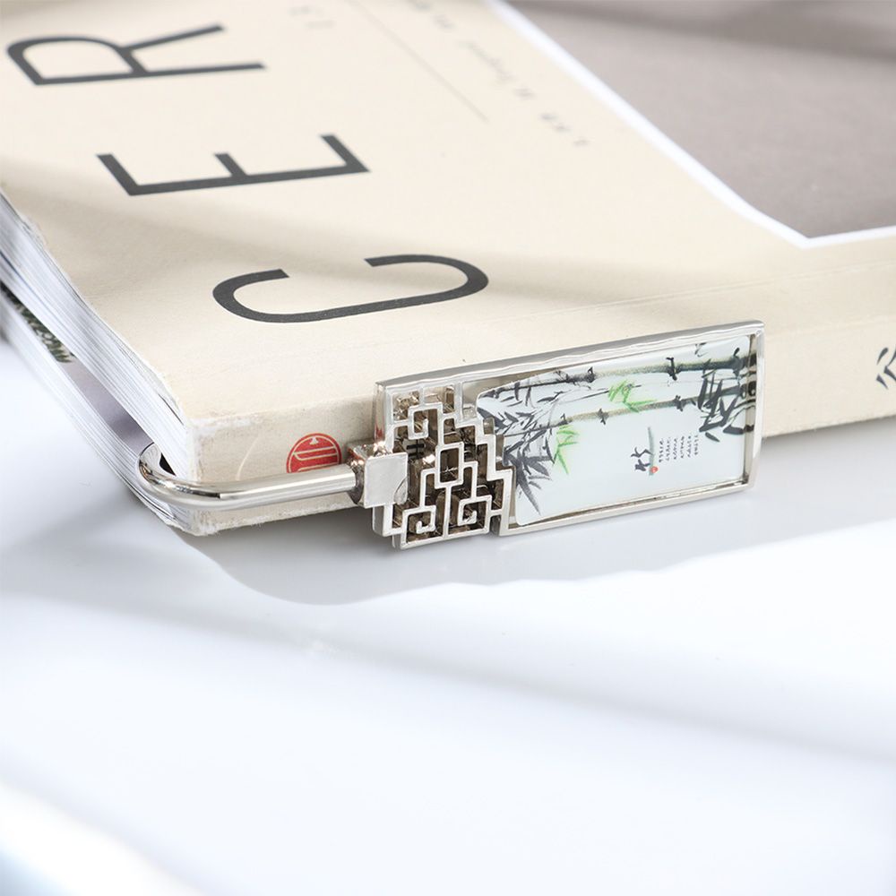 Kẹp sách hình vuông bằng kim loại phong cách Trung Hoa cổ điển thời trang