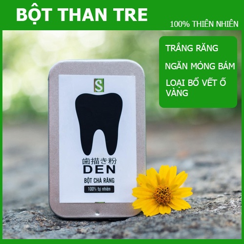 Bột Than Tre Hoạt Tính Trắng Răng Hữu Cơ -giúp sạch mảng bám và cao răng